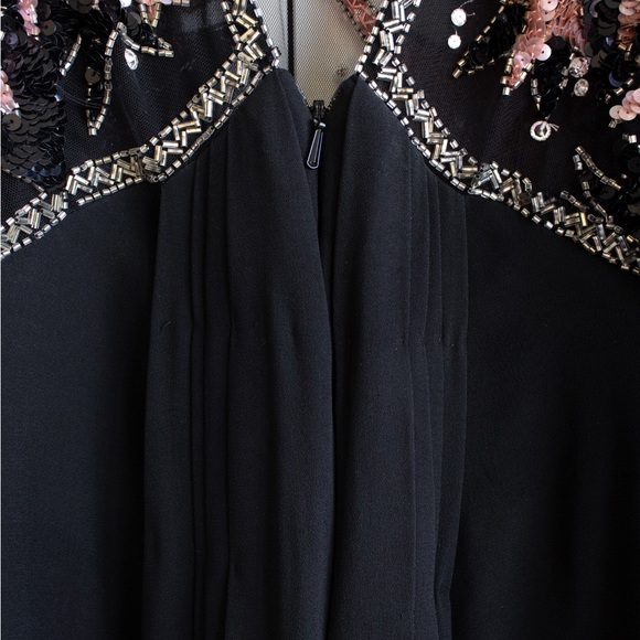 Bob Mackie Vintage 1980s Celestial Moon Stars Sequin Embellished Pink Black Gown - Picture 10 of 16